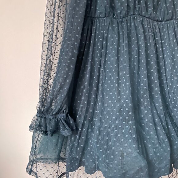 Lulu's Dreamy Sweetness Dark Teal Swiss Dot Ruffled Mini Babydoll Dress $59 - Picture 8 of 10